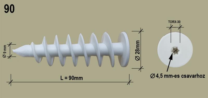Polisztirol dübel min. 10cm-es szigeteléshez/4.5mm