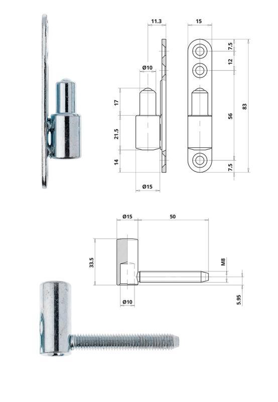 Statikus pánt Otlav 15mm szimplatalpas 10db/cs.!