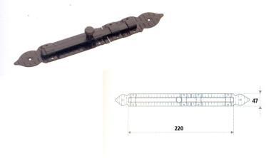 Zsalu tolózár Omad, fekete 220mm 1510/22