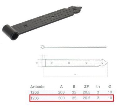Zsalu hosszúpánt Omad,fekete 10/300mm 1206/30