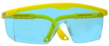 Védőszeműveg álliható szárral kék CE