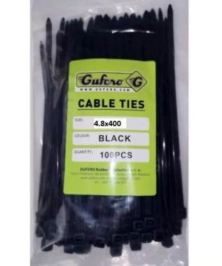 Kábelkötegelő fekete Gufero 4.8x400 100db/csom.!
