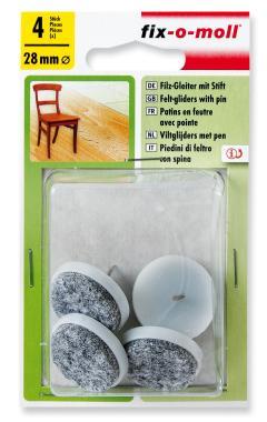 Bútorcsúsztató filc szeges fehér 28mm 4db/cs.!