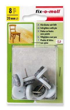 Bútorcsúsztató filc szeges fehér 20mm 8db/cs.!