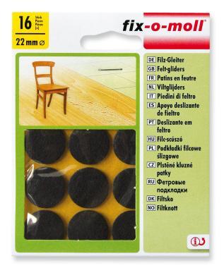Bútorcsúsztató filc önt. barna 22mm 16db/cs.!