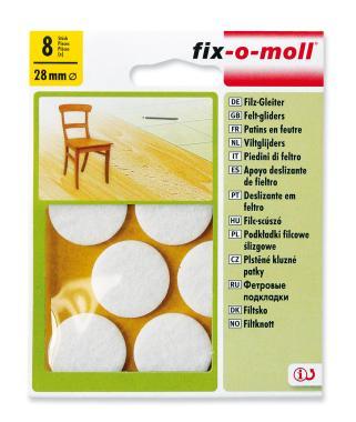 Bútorcsúsztató filc önt. fehér 28mm 8db/cs.!