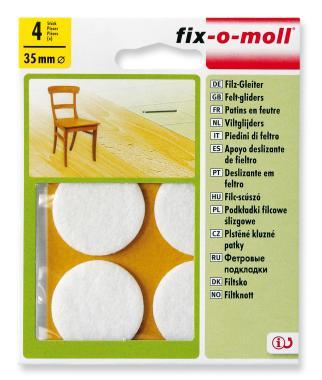 Bútorcsúsztató filc önt. fehér 35mm 4db/cs.!