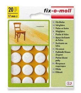 Bútorcsúsztató filc önt. fehér 17mm 20db/csom.!