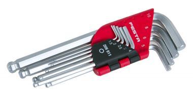 Imbuszkulcs klt. Festa CrVa rövid+gömb 9r. 1.5-10