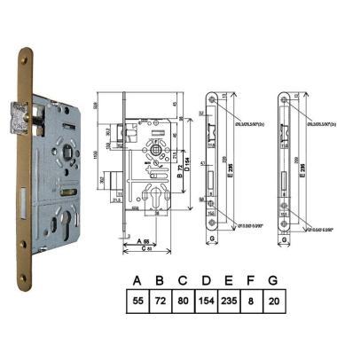 Din zár 411 55/72 cly univerzális BARNA előlap